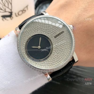 Cartier Rotonde De SS Iced Out Watch - New Replica